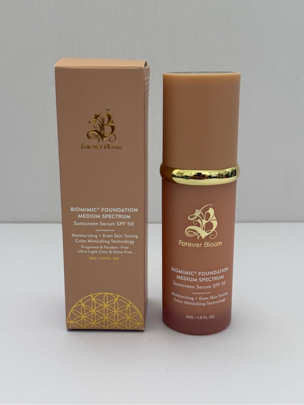 Forever Bloom Biomimic Foundation Medium Spectrum SPF 50 Moisturizing 1.0 fl oz